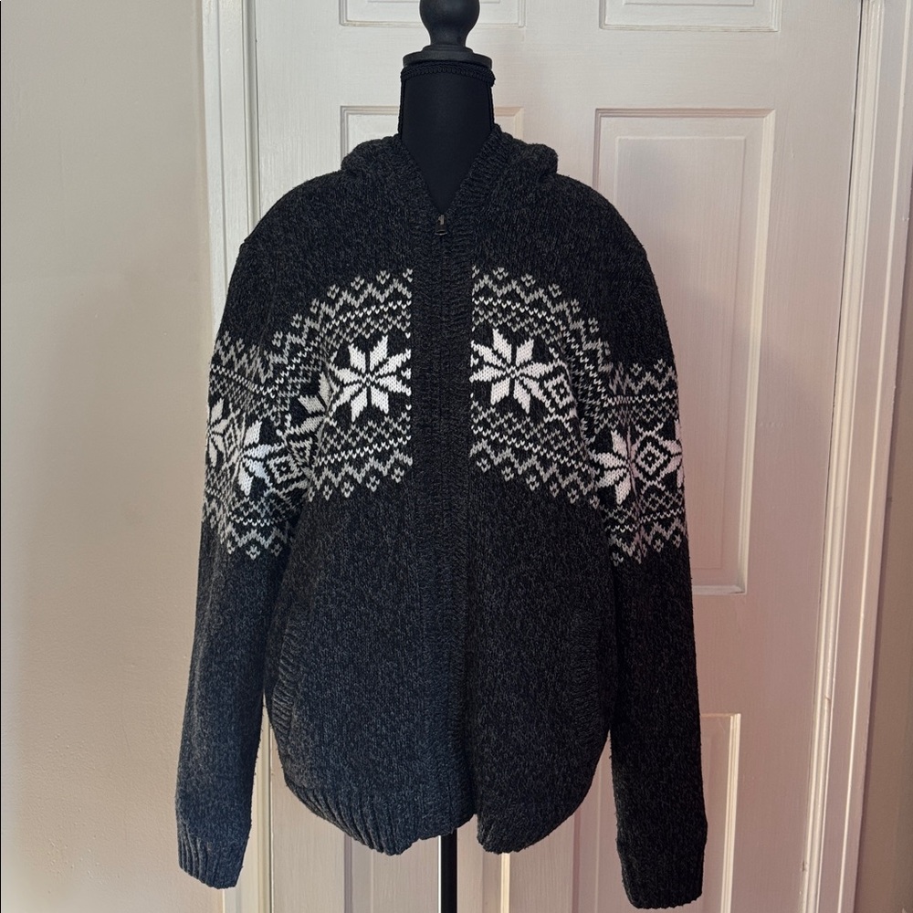 Buffalo David Bitton Men's Fleece Lined Hooded Sweater Size XL Dark Gray